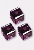 6mm Swarovski Crystal Cube Bead 5601 Amethyst x2