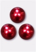 10mm Czech Smooth Round Pearls Red x4