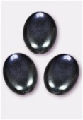 12x9mm Czech Smooth Oval Coin Pearls Hematite x4