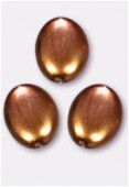 12x9mm Czech Smooth Oval Coin Pearls Hazelnut x4