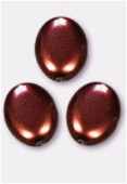 12x9mm Czech Smooth Oval Coin Pearls Chocolate x4