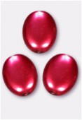 12x9mm Czech Smooth Oval Coin Pearls Red x4