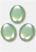 12x9mm Czech Smooth Oval Coin Pearls Peridot x4
