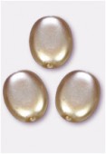 20x14mm Czech Smooth Oval Coin Pearls Beige x2