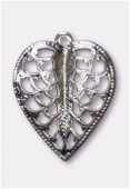 15x19mm Silver Plated Filigree Leaf Stamping Pendant x2