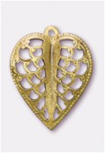 15x19mm Gold Plated Filigree Leaf Stamping Pendant x2