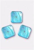 Shell Square Button 14 mm Turquoise x4