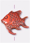 40x37mm Crafted Beads Color Cinnabar Fish Bead x1