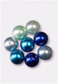 10mm Czech Smooth Round Pearls Blue Mix x8