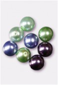 10mm Czech Smooth Round Pearls Green Mix x8