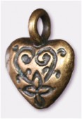 12x15mm Antiqued Brass Plated Heart Charms Pendant x2