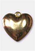 22mm Gold Color Metallized Heart Plastic Bead x1