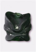 Glass Beads Matte Dark Emerald x2