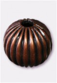 8mm Antiqued Copper Plated Corrugated Round Beads x6