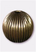 30mm Antiqued Brass Plated Corrugated Round Beads x1