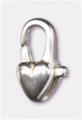 .925 Sterling Silver Small Heart Cast Clasp 6x12mm x1