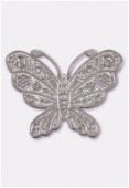 35x25mm Silver Color Coated Brass Filigree Stamping Butterfly x1