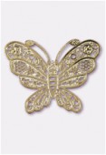 35x25mm Gold Color Coated Brass Filigree Stamping Butterfly x1