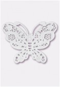 50x38mm White Color Coated Brass Filigree Stamping Butterfly x1