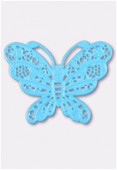 35x25mm Turquoise Color Coated Brass Filigree Stamping Butterfly x1