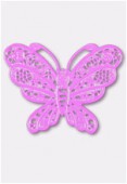 50x38mm Mallow Color Coated Brass Filigree Stamping Butterfly x1