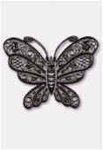 35x25mm Black Color Coated Brass Filigree Stamping Butterfly x1