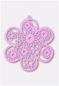 50mm Pink Color Coated Brass Filigree Stamping Flower x1