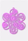 50mm Mallow Color Coated Brass Filigree Stamping Flower x1