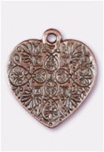 23x20mm Antiqued Copper Plated Heart Charms Pendant x1