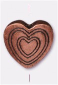 13x13mm Antiqued Copper Plated Heart Bead x1