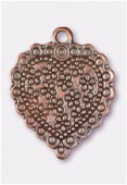 27x22mm Antiqued Copper Plated Heart With Flowers Charms Pendant x1