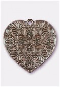 37x36mm Antiqued Copper Plated Baroque Heart Pendant x1