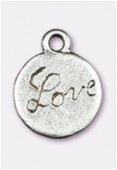13mm Antiqued Silver Plated Love Charms Pendant x2