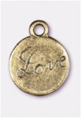 13mm Antiqued Brass Plated Love Charms Pendant x2
