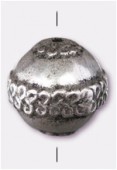 18mm Round Fancy Designed Bead Antiqued Silver x1