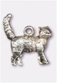 17x15mm Antiqued Silver Plated Cat Charms Pendant x1