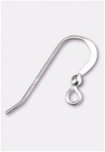 .925 Sterling Silver Flat French Ear Wire W / 2.5mm Bead x2