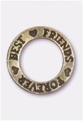 17x14mm Antiqued Brass Plated Best Friends Forever Charms Pendant x1