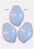 9x14mm Czech Sky Blue Opal Side Drilled Leaf Glass Beads x6
