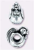 13x8mm Antiqued Silver Eurobeads Rooster Charms x1