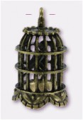 30x23mm Antiqued Brass Plated Alloy Pendants, Bird Cage Pendant x1