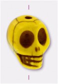 Carved Yellow Howlite Death's-Head Bead 18x15mm x1