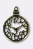 30mm Antiqued Brass Plated Watch Pendant x1
