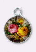 10.5mm Alloy Pendant Flowers Round Glass Pendant Charms x2