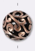 14mm Antiqued Copper Plated Filigree Round Beads x2