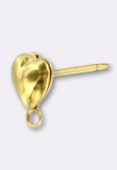 13x9mm Gold Plated Heart Earposts Heart Earrings x2