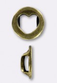 6x2mm Antiqued Brass Slider Heart For Leather Cord x1