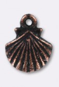 14x11mm Antiqued Copper Plated Shell Charms x2