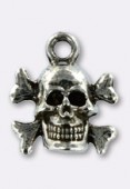 14x13mm Antiqued Silver Plated Pirate Death Head Charms x1