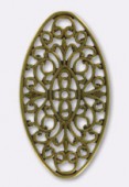 50x27mm Antiqued Brass Plated Oval Stamping x1